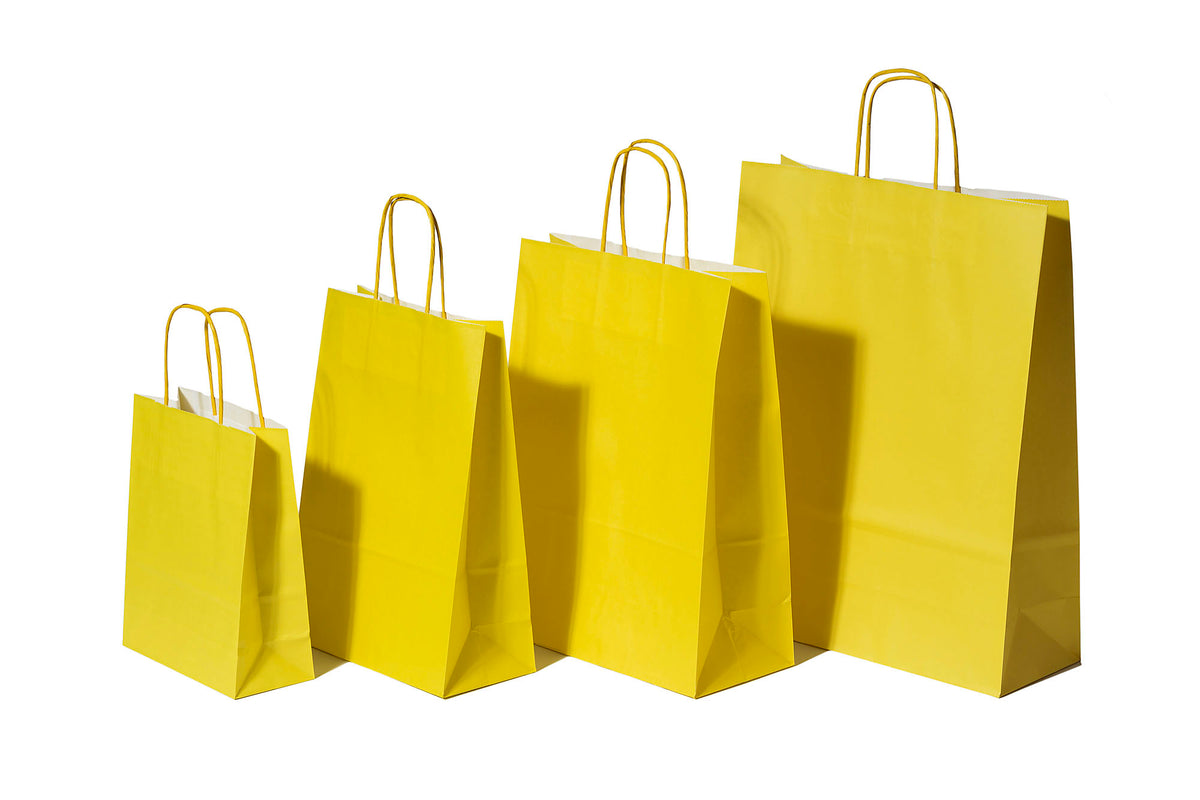 Paper Carry Bags Yellow 320+120x410mm