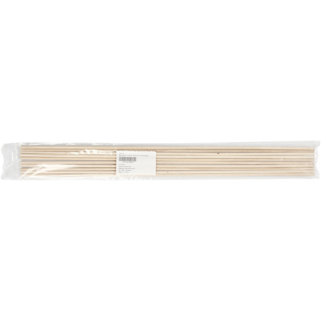 Houten Bloemstokken, L: 60 cm, D: 6 mm, Beuk - 10 st
