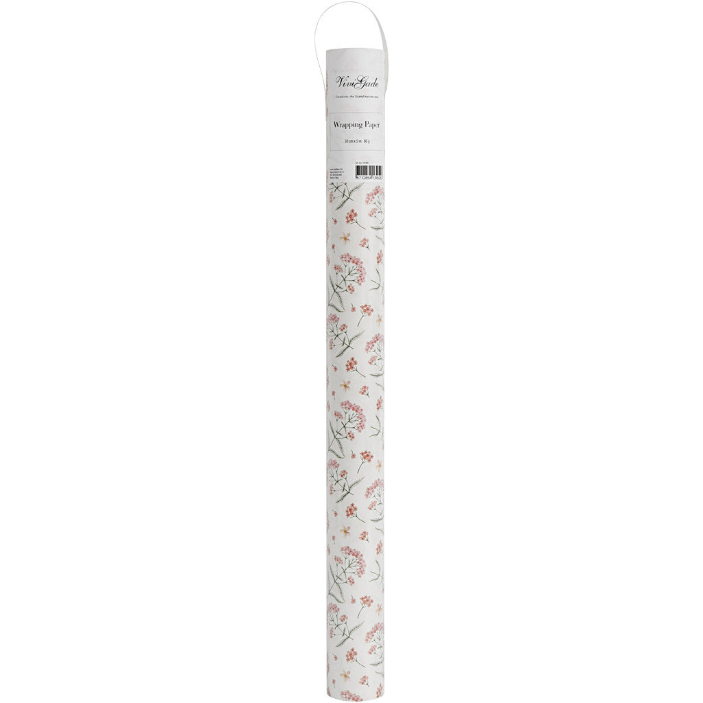 Inpakpapier, bloemen, B: 50 cm, 80 gr, 5 mtr - 1 rol