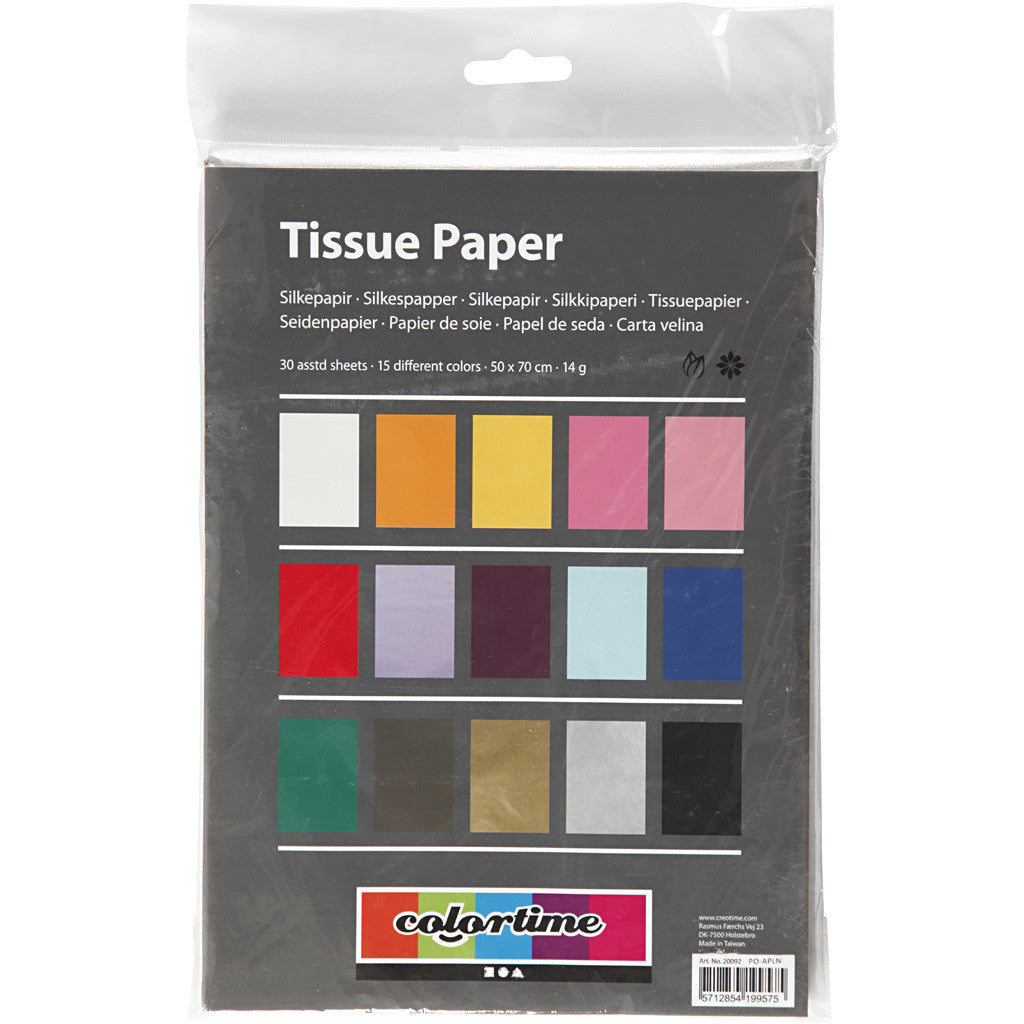 Tissuepapier Div. Kleuren 50x70cm, 14 gr - 30 vel