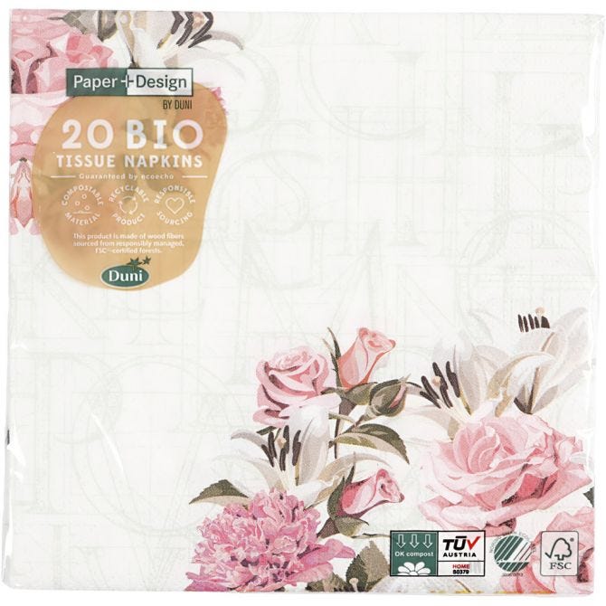 Tafelservetten Roze letters, 330x330mm - 20 st