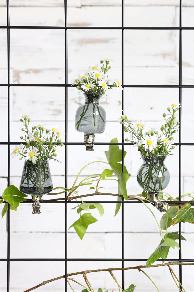 Vaasjes op clip assorti van 3 st Grijs - 1 st