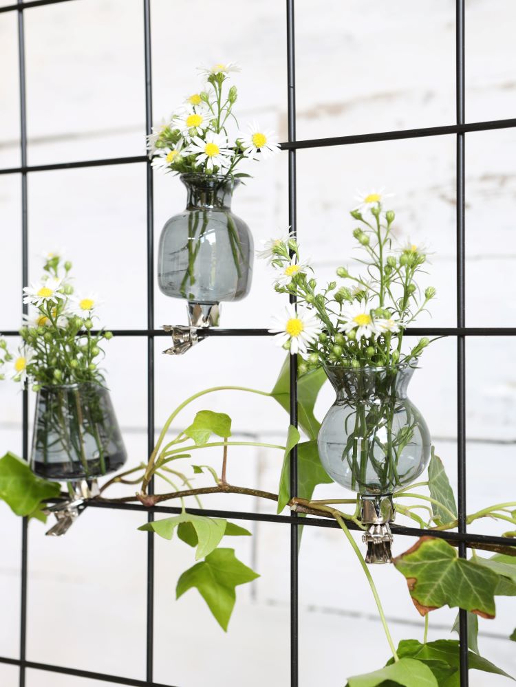 Vaasjes op clip assorti van 3 st Grijs - 1 st