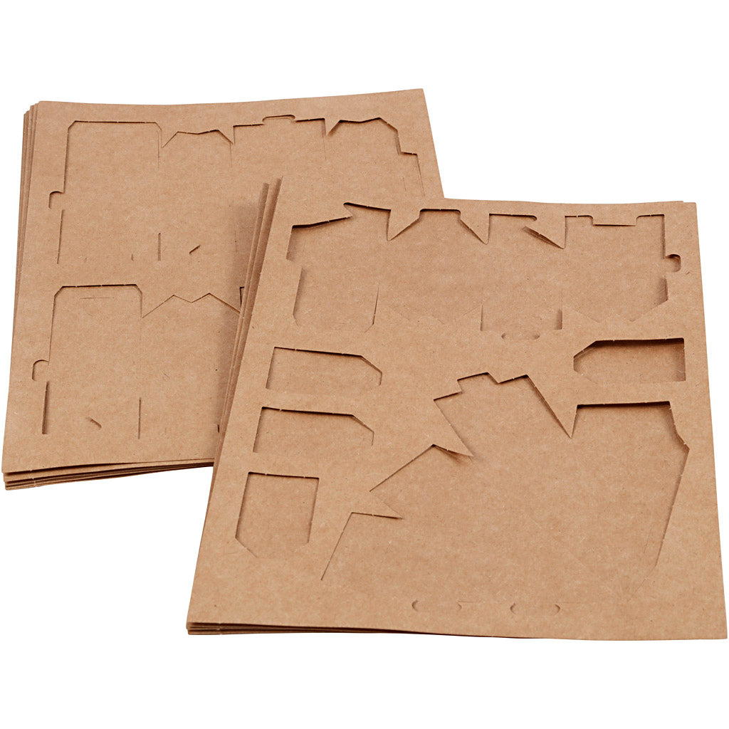 Huizen en bomen, H: 5,7-10 cm cm - 1 set