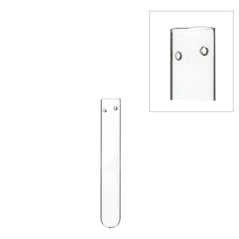 Reageerbuis met 2 gaten, set van 12 glazen buizen Ø1,5 h.10cm - 12 stuks