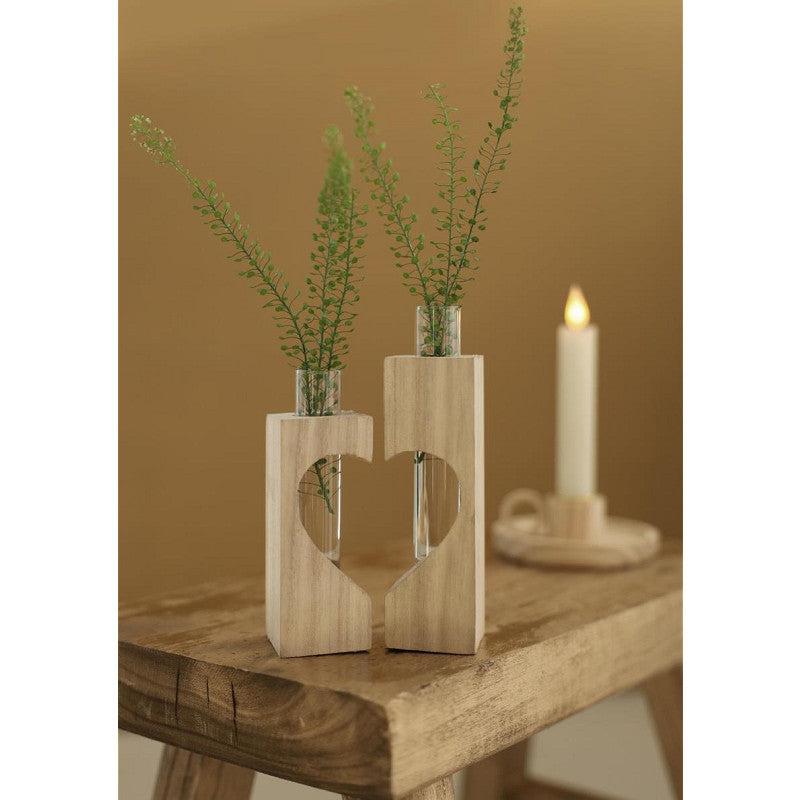 Houten hartje met reageerbuis l.4 b.4 h.14,5 cm - 6 stuks