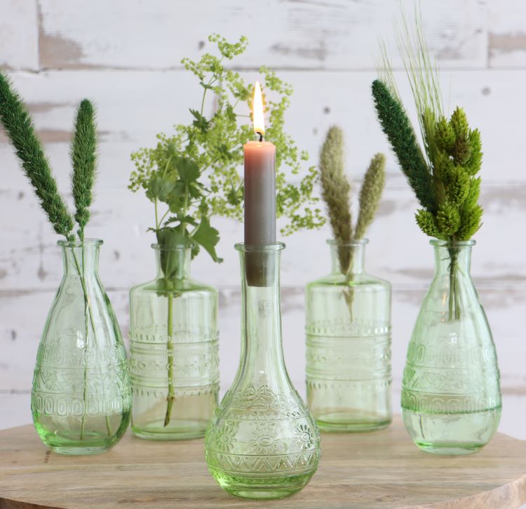 Bloemenvaasje Rome Ø7,5cm en 16cm hoog Groen - 12 st