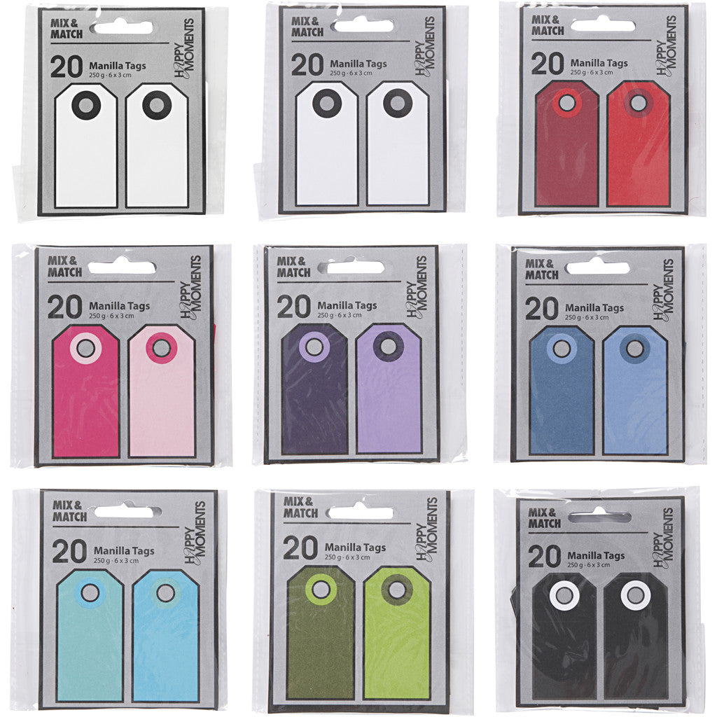 Manilla Labels div. kleuren 30x60mm - 30x20 st