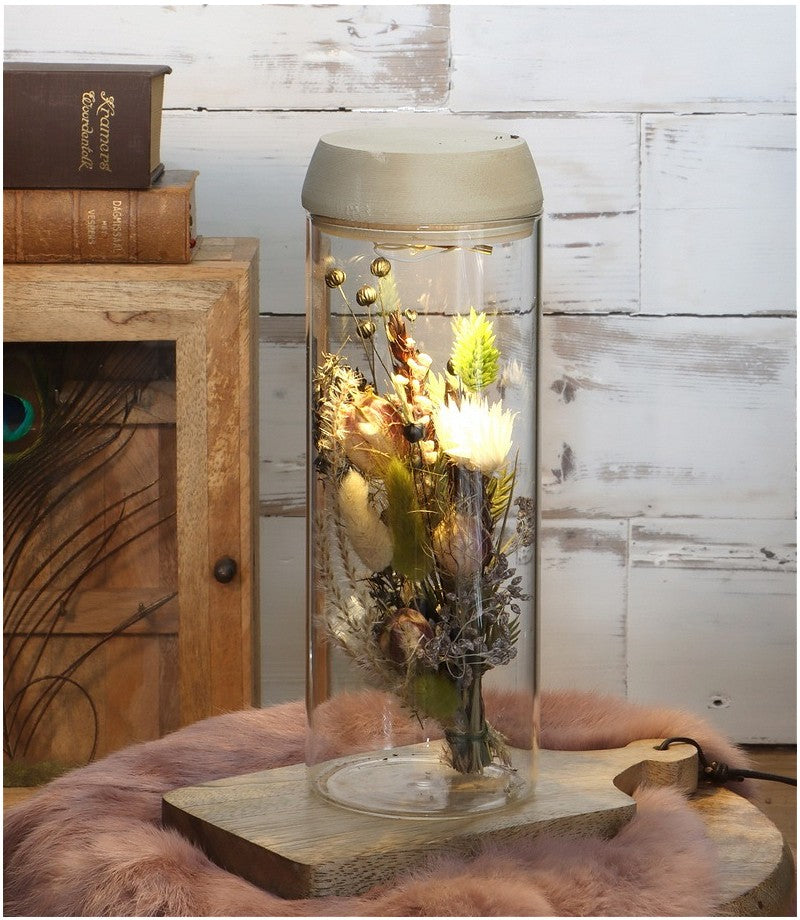 Reageerbuisje Ø80 h: 230 mm met licht + zonnepaneel kurk - 1 stuk