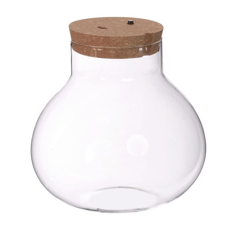Terrarium met kurk, accu en usb-c stekker Ø20,5 h.20 cm - 1 stuk