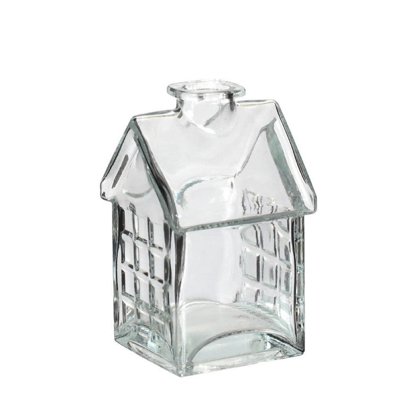 Glazen huisje, transparant, l.7 b.7,5 h.12 cm - 12 stuks