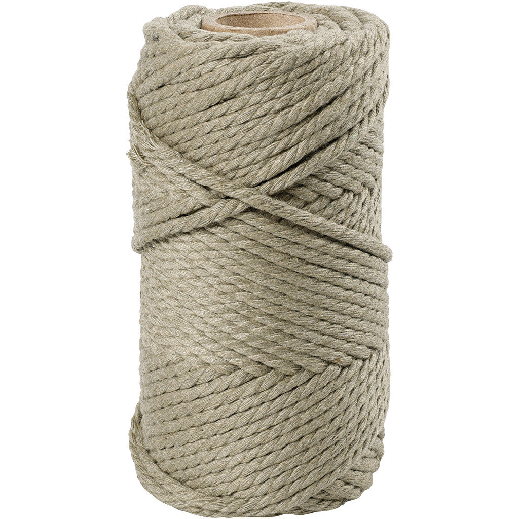 Macramé koord, mosgroen, L: 55 m, d: 4 mm, 330 gr - 1 rol
