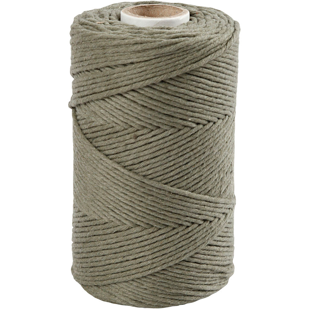 Macramé cord, moss green, L: 198 mtr, D: 2 mm, 330 g
