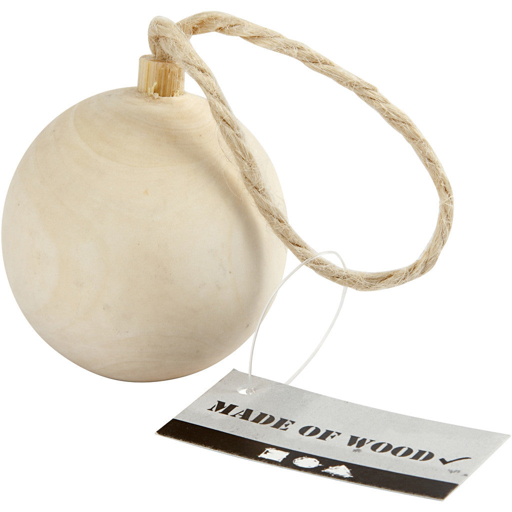 Houten Kerst Ornament, 4,8 cm, populierenhout - 1 st