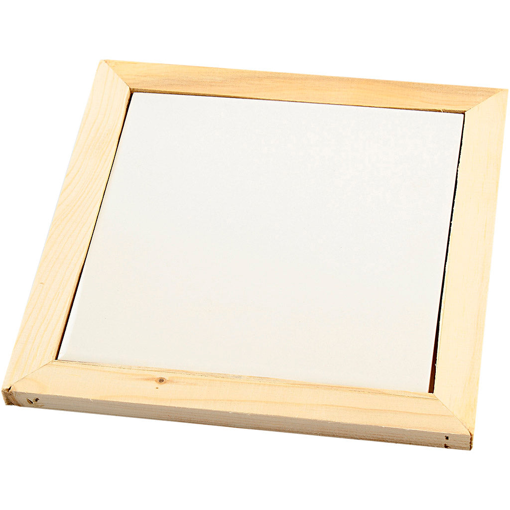 Trivet with wooden frame, size 15x15 cm