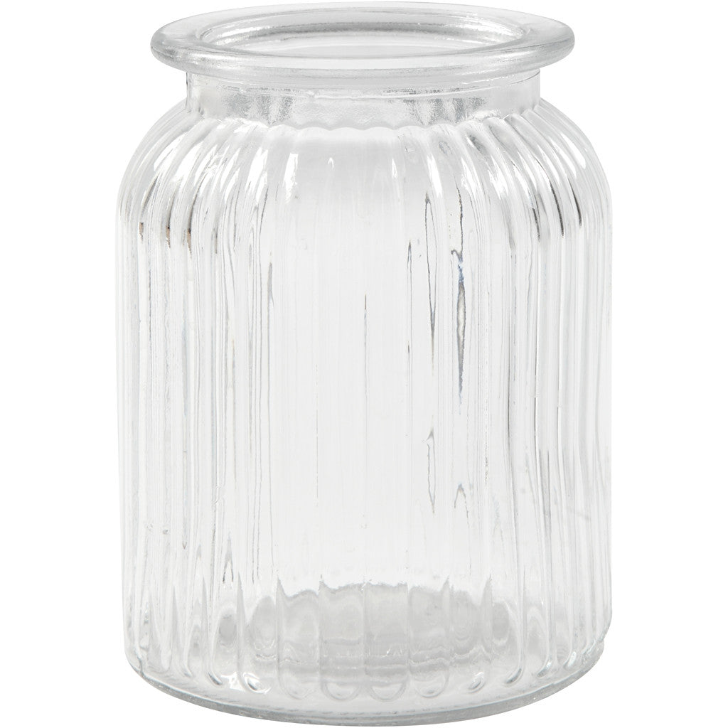 Glazen pot, H: 14,5 cm, d: 11 cm, gatgrootte 7 cm - 6 st
