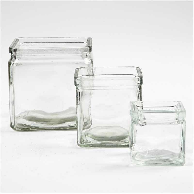 Vierkant glas, H: 5,5 cm, afm 5,5x5,5 cm - 12 st
