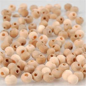 Houten kralen, 5 mm, 1,5 mm- 100 st