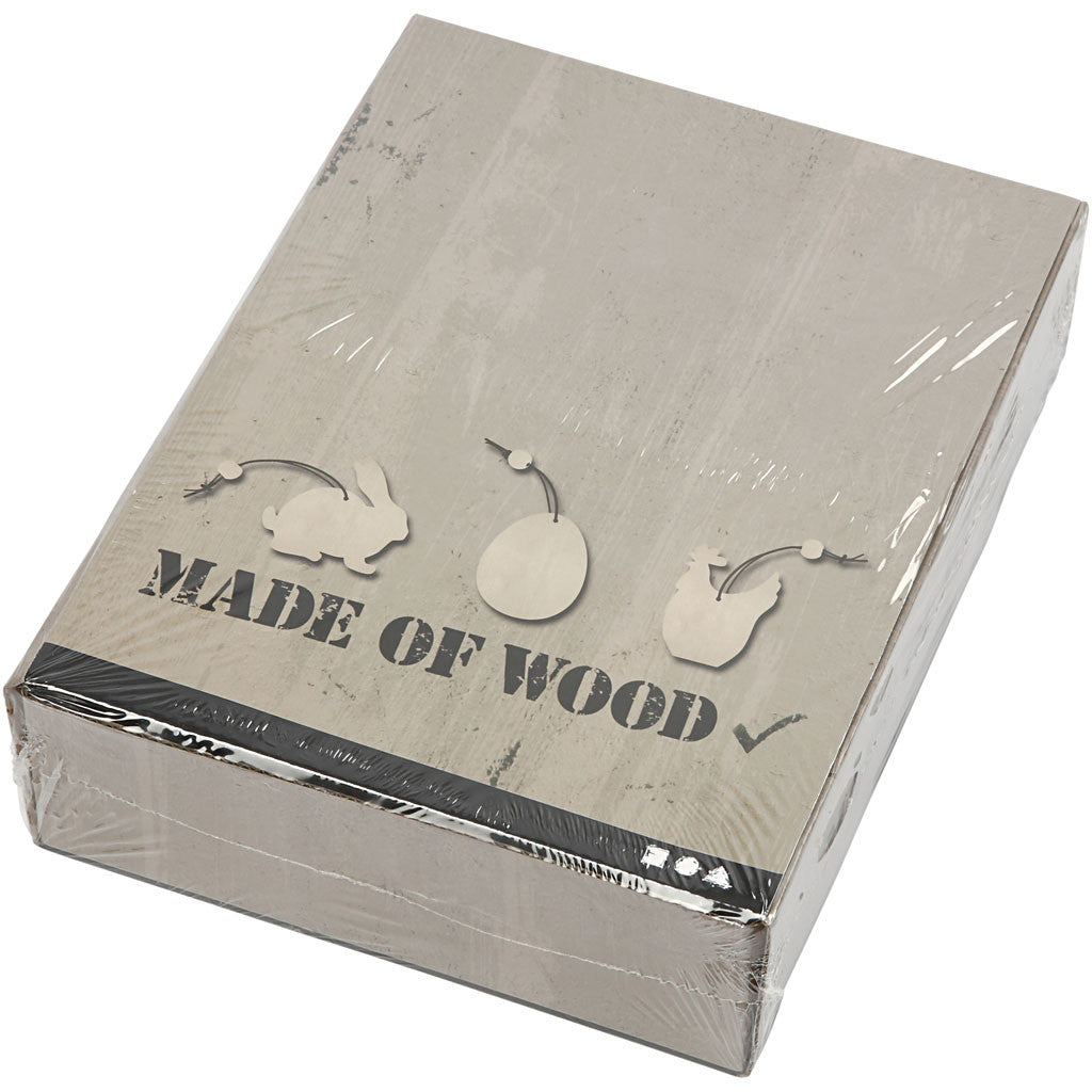 Houten Ornament, Konijn, Ei, Haan, 6 cm, 3 mm - 200 st