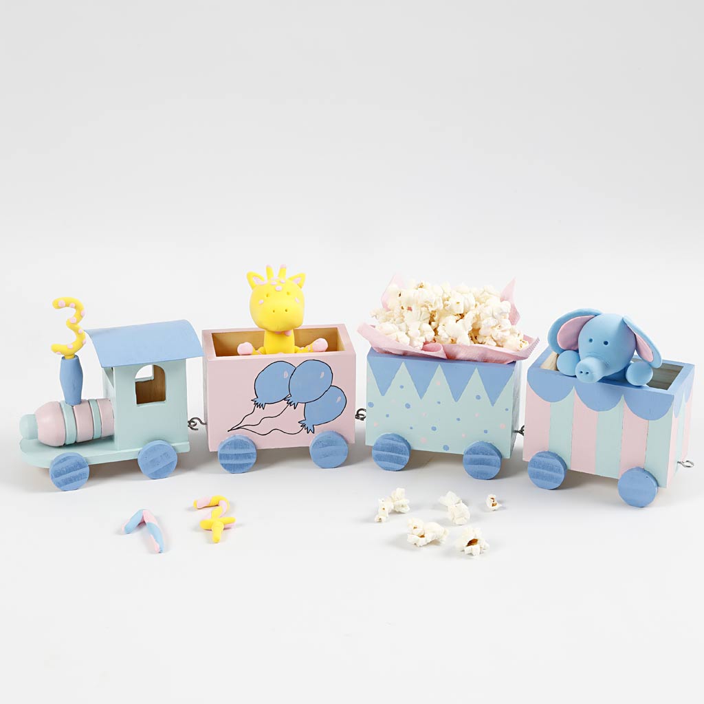 Speelgoed rein met wagon, H: 95 mm, L: 215 mm, B: 65 mm - 1 st