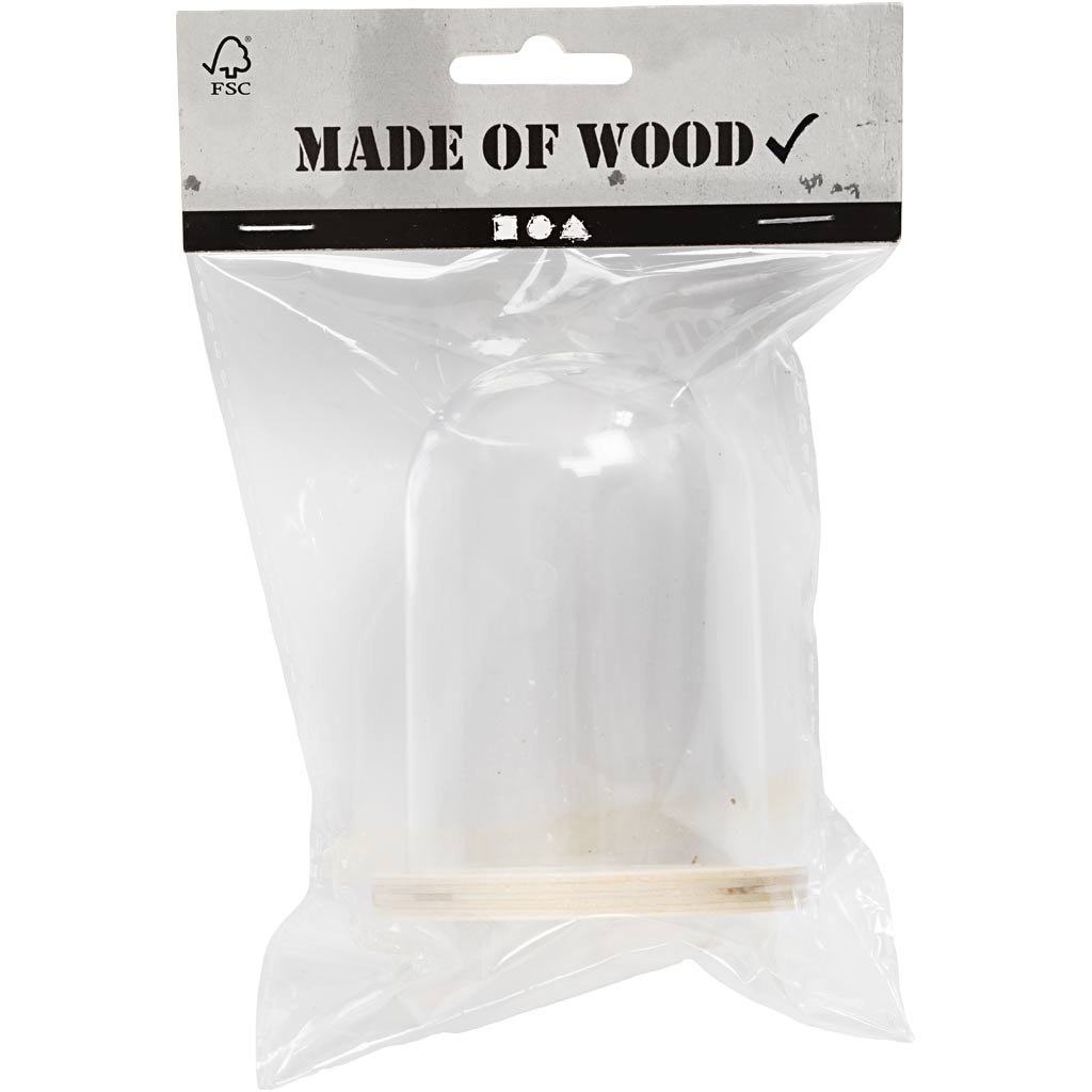 Klok op houten voet, H: 9,5 cm, d 6 cm, gatgrootte 3 mm - 1 st