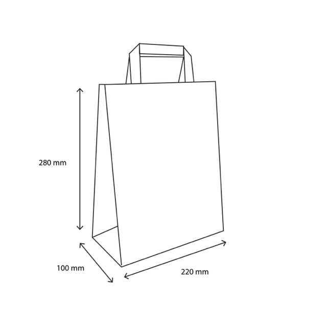Draagtassen Papier 220x100x280 mm Wit - 250 stuks