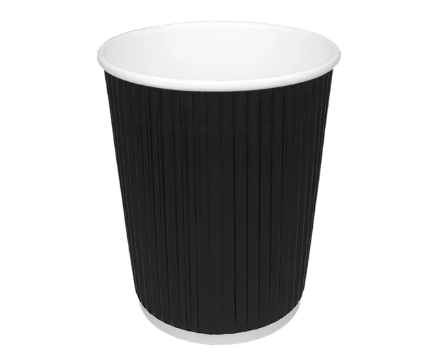 Coffee Cup 230cc 8oz Ø80 mm Ripple Black