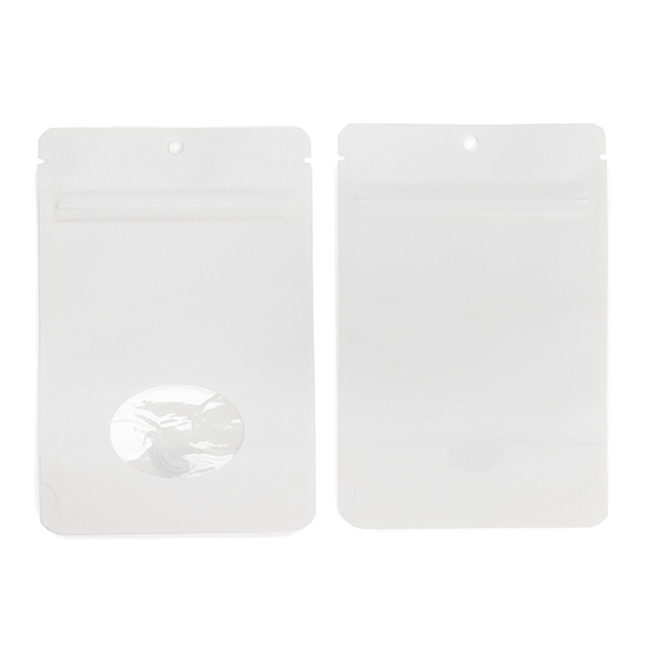 Witte thuis composteerbare stazak met ovaal venster 10x6x15cm - 100 st