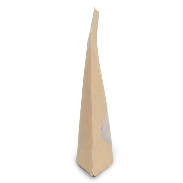 Kraft thuis composteerbare stazak met ovaal venster en pocket sluiting 13x8x20,5cm - 100 st