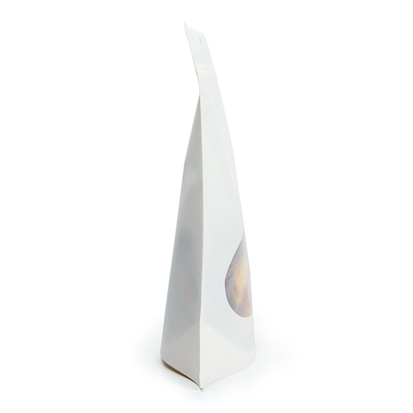 Witte thuis composteerbare stazak met ovaal venster 15x9x23cm - 100 st