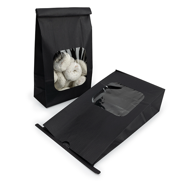 Blokbodemzakken Zwart met Sluiting en Venster 15,2x7x26,7cm - 100 stuks
