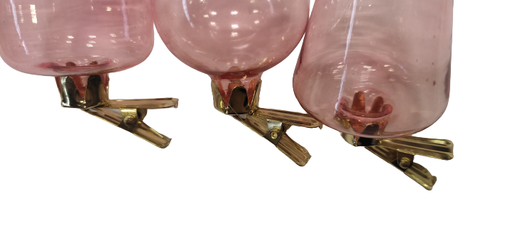 Vaasjes op clip assorti van 3 st Roze - 1 st