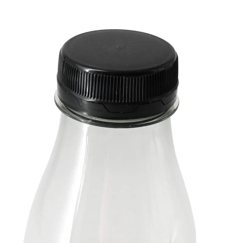 Flessen van gerecycled PET - 500 ml Transparant/Zwart Deksel - 198 st
