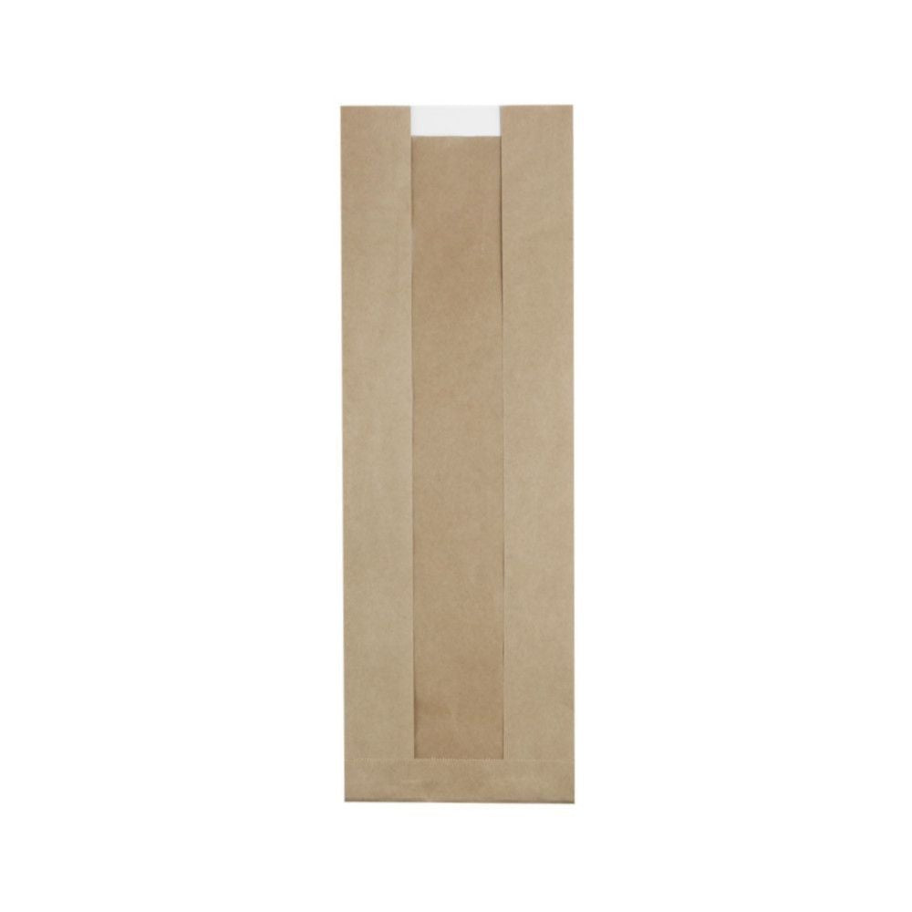 Paper bags w/window brown 14 + 7x40 mm