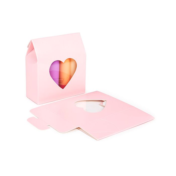 Geschenkdoosjes Roze met Hartvormig Venster 89x38x102 mm - 25 stuks