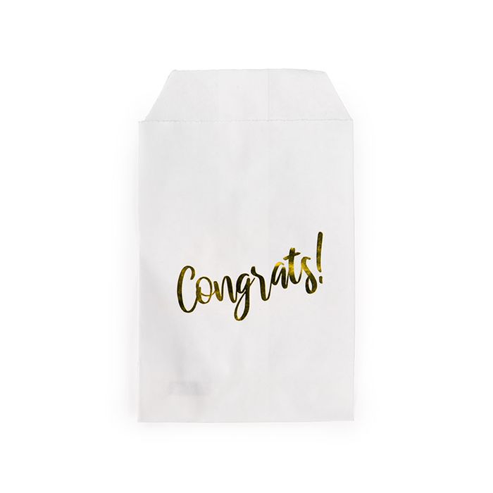 Paper Bags White with Gold Congrats 76x127 mm
