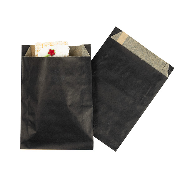 Papieren Zakken Vetbestendig Zwart 12,1x2,9x17,1cm - 100 stuks