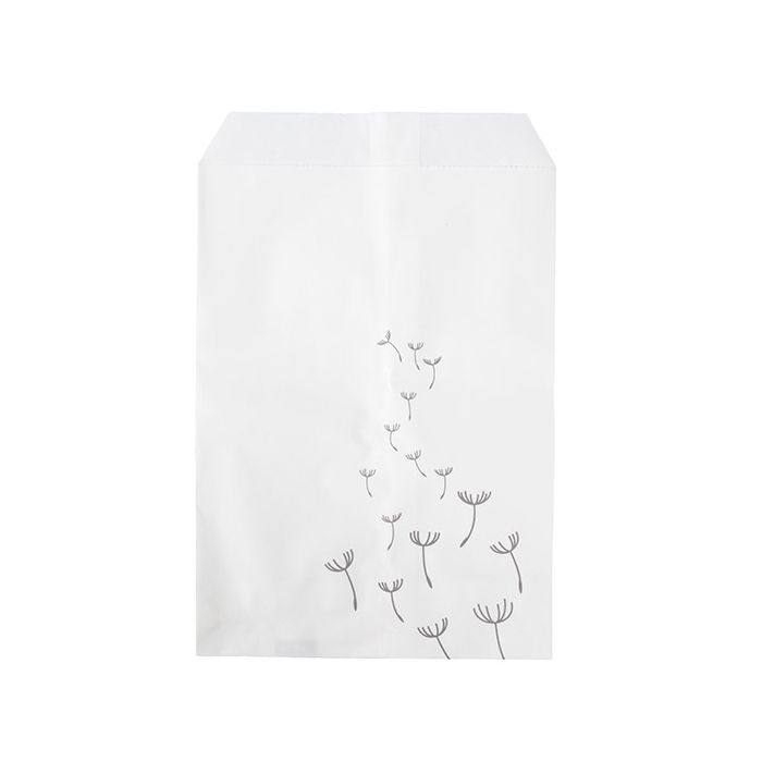 Paper Bags White with Grey Dandelions 127x203 mm