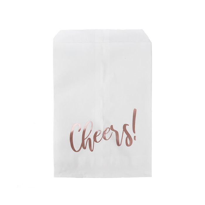 Paper Bags White with Rose Gold Cheers 127x203 mm