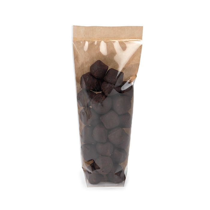 Kraft Kruisbodemzakken met papieren kaart 51x44x216 mm - 100 stuks