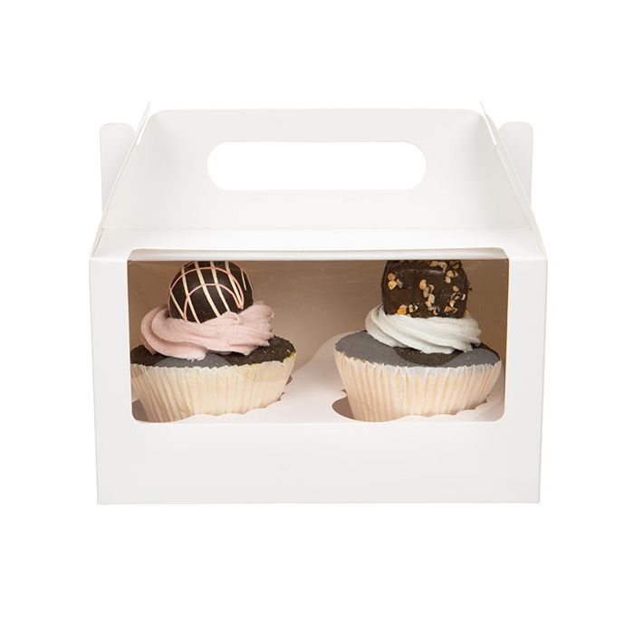 Cupcake dozen set Wit kraft voor 2 Cupcakes 178x102x102mm - 100 Sets