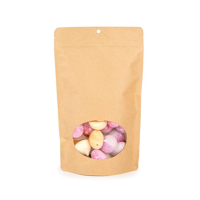 Stand Up Pouches Kraft Compostable 171x89x286 mm with oval Window