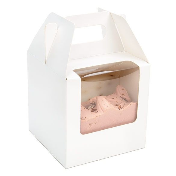 Witte Kraft Doosjes Met Handvat En Venster 102x102x102 mm - 25 stuks