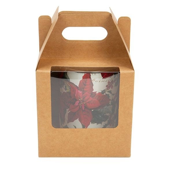 Kraft doosje met Handvat en Venster 102x102x102 mm - 25 st