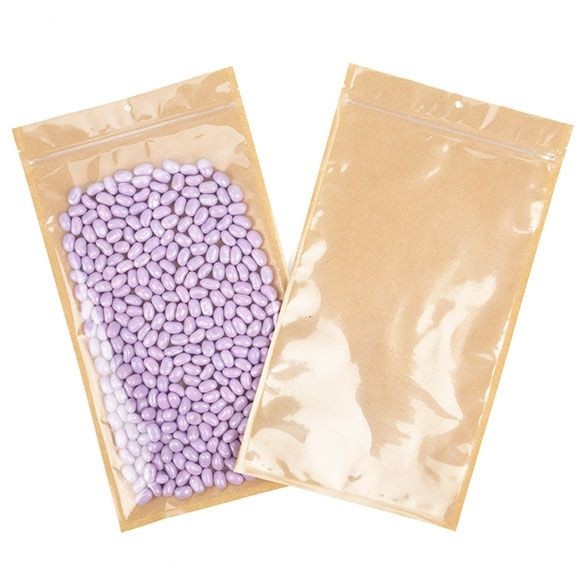 Kraft Barrier Bags with clear front 178 x 305 mm w/Tear Notches