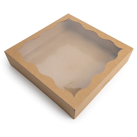 Kraft Doosjes met Gegolfd Venster 30,5x6,4x30,5cm - 25 stuks
