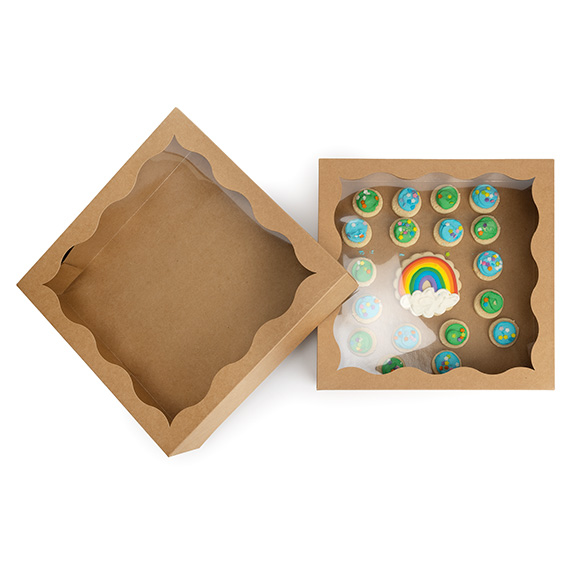 Kraft Doosjes met Gegolfd Venster 30,5x6,4x30,5cm - 25 stuks