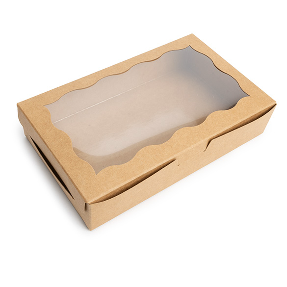 Kraft Doosjes met Gegolfd Venster 17,8x3,8x11cm - 25 stuks