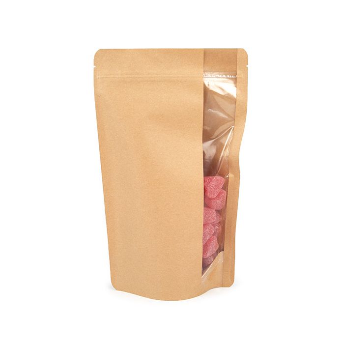 Stand Up Pouches Kraft | Vertical Window | 340 grams | 171x89x286mm