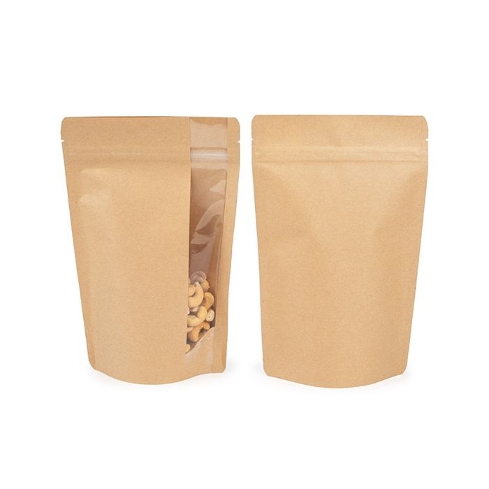 Stazakken kraft met Verticaal venster 149x89x232 mm - 100 stuks